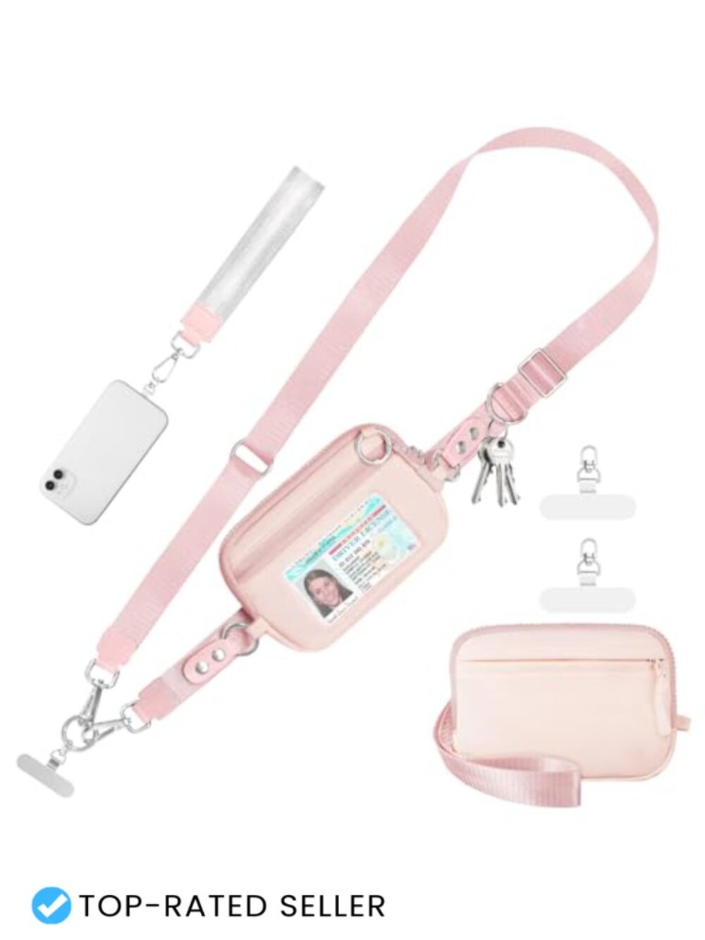 Crossbody Phone Lanyard RFID Wristlet Wallet Adjustable Detachable Nylon